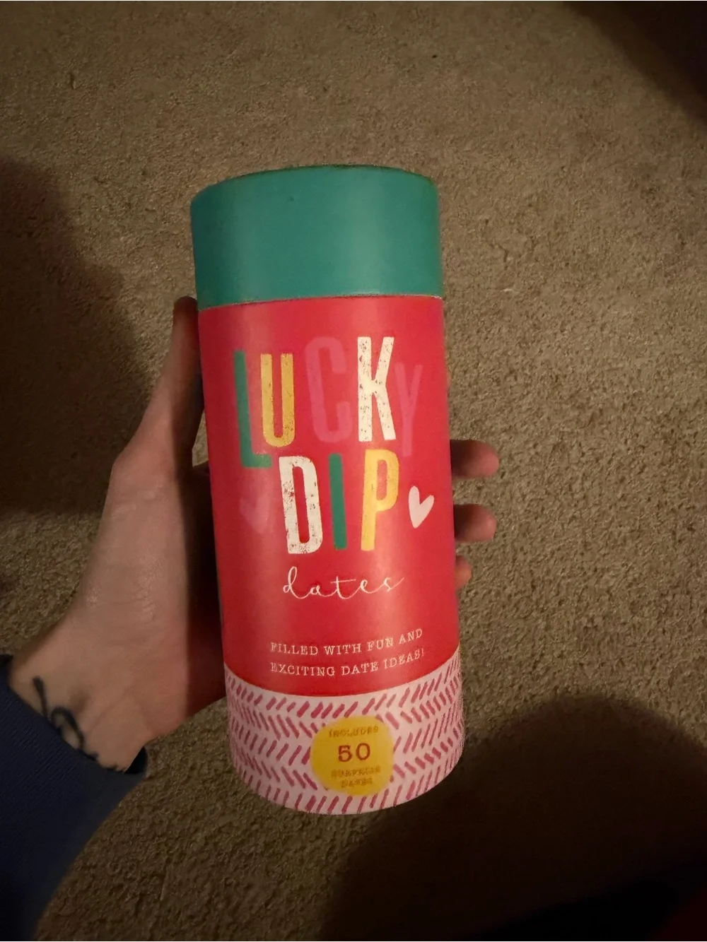 Lucky Dip Dates Canister — Pink & Teal
